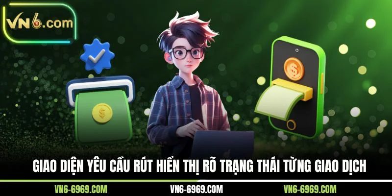 Giao diện yêu cầu rút hiển thị rõ trạng thái từng giao dịch
